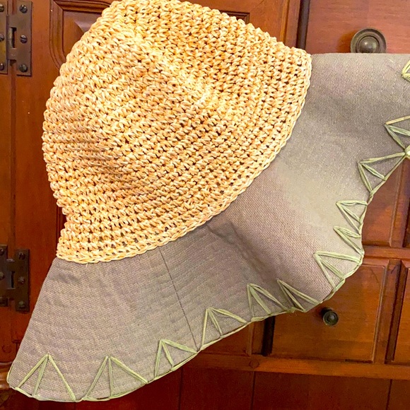 Vintage Ladies August Straw Hat and denim - Picture 1 of 3